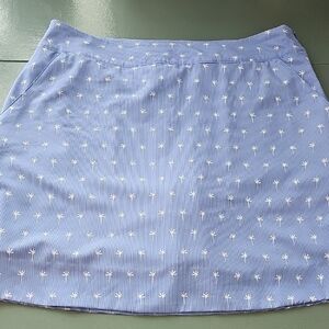 Vineyard Vines Performance Blue Skort White Palm Tree Print Small Golf Skirt